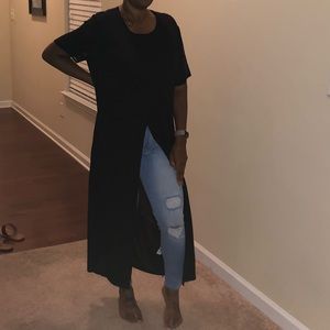 NWT Long Black Shirt w/ Split in Front